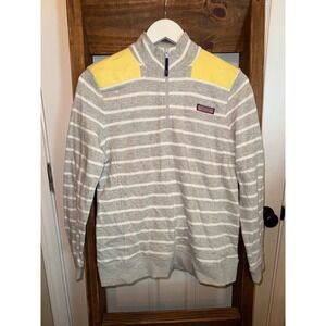 Vineyard Vines Striped Quarter Zip Pullover Sweatshirt Womens Size S Yellow